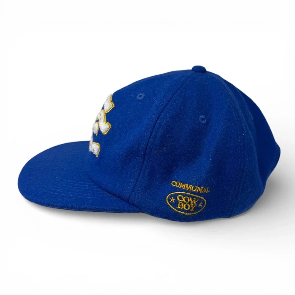 Communal Cowboy Snapback Hat Unisex Blue Wool Lucky Varsity Embroidered Logo Cap